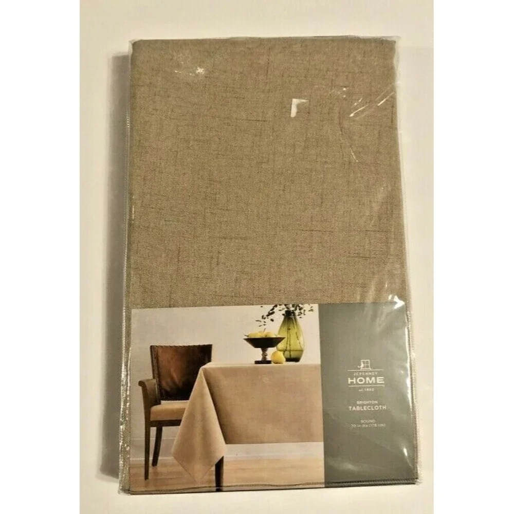Brighton Fabric Tablecloth Tan Beige Easy Care JCPenney Home 60